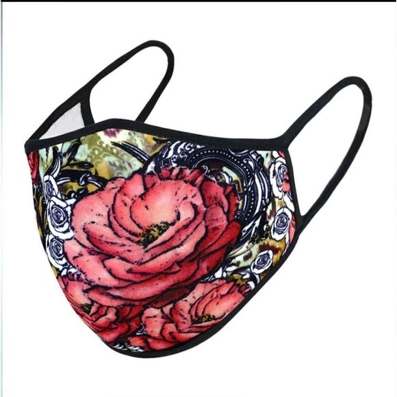 Any 2 $13 or 4 $20 USA Made Floral Black Facemask - Picture 1 of 3